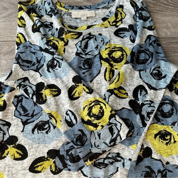 Ann Taylor  Loft Floral Pure Linen Knitted Top - Picture 13 of 16